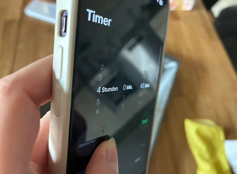 Wir stellen einen Timer um die Einwirkzeit zu berücksichtigen